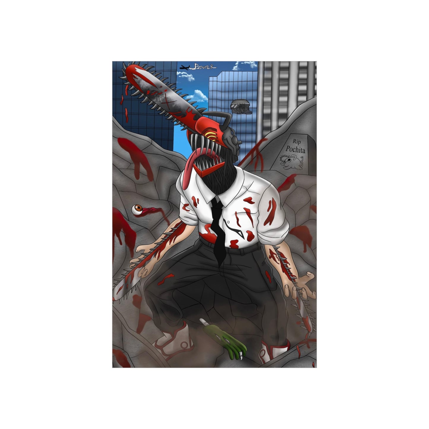 Chainsaw Head Poster