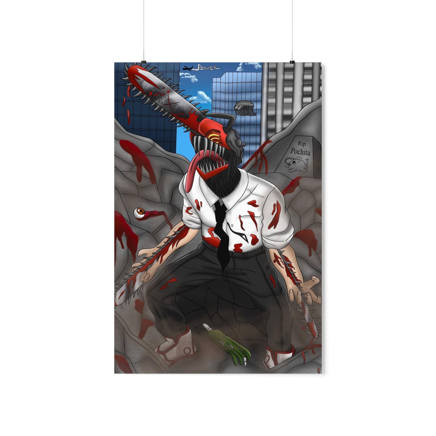 Chainsaw Head Poster